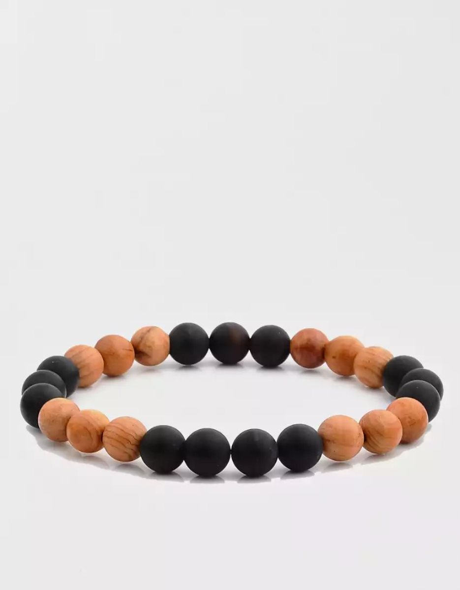 Bijoux American Eagle Matte Onyx Red Sandalwood Beaded Bracelet Multicolore Homme | HGA-32227056